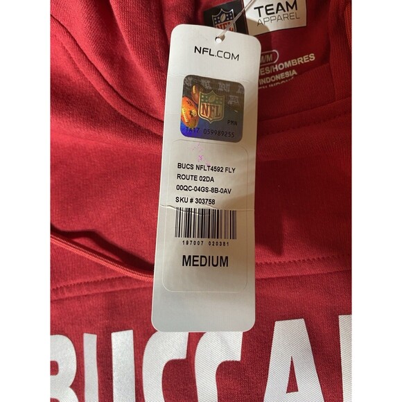 Team Apparel Men's Long Sleeve NFL Tampa Bay Buccaneers Drawstring Hoodie Medium - Picture 5 of 6